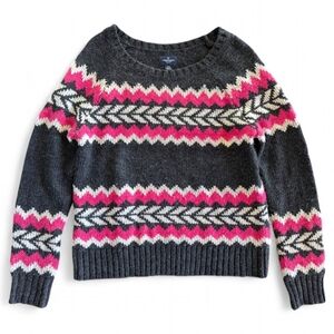 American Eagle Wool Blend Pullover Chunky Knit Chevron Sweater Women's Sz M